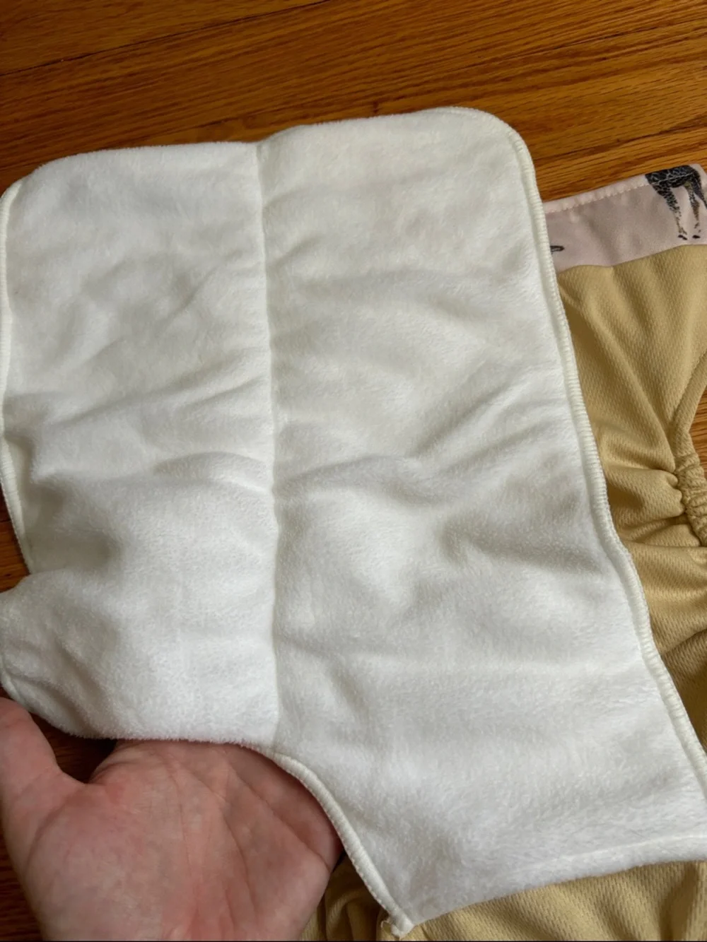 Adjustable Giraffe Print Cloth Diaper Cover - Cream with Blue Giraffes
